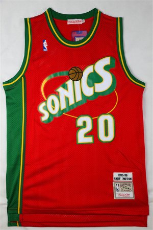 Maillot De Basket Seattle Supersonics Gary Payton 20 Engrener Retro Rouge